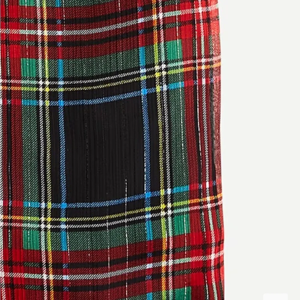 JCREW Plaid Holiday Top Sleeveless Ruffle Collar Black Stewart Tartan Cami Lined - Picture 8 of 8
